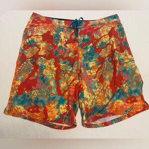Huk Red and Blue Board Shorts Swimwear, 40